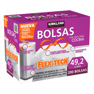 BOLSAS DE PLASTICO 49.2 L C/CINTA C/200