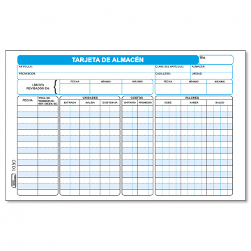 TARJETA DE MOVIMIENTO DE ALMACEN 5X8 C/100