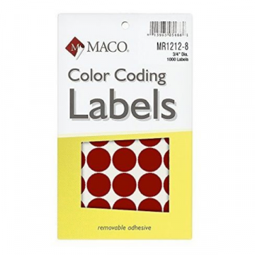 ETIQUETA MACO REDONDA 3/4 ROJA C/1000