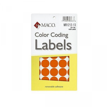 ETIQUETA MACO REDONDA 3/4 NARANJA C/1000