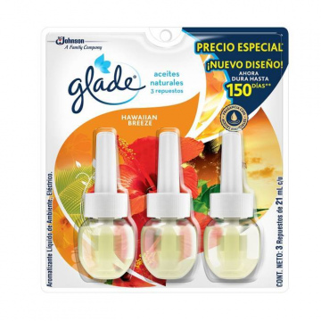 REPUESTO DE AROMATIZANTE GLADE ACEITES C/3 VARIOS AROMAS