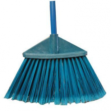 ESCOBA ABANICO GRANDE AZUL CON MANGO METALICO