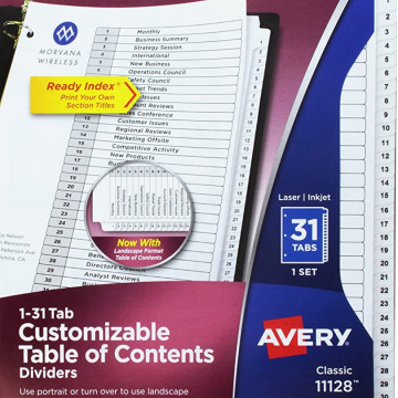 SEPARADOR PARA CARPETA NUMERICO 1-31 AVERY