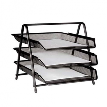 CHAROLA DE ESCRITORIO MALLA NEGRO 3 NIVELES