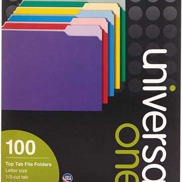 FOLDER UNIVERSAL COLORES SURTIDOS 1/3 CEJA T/CARTA C/100